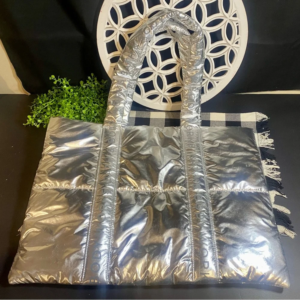 Bath & Body Works Shiny Silver‎ Puffer Bag